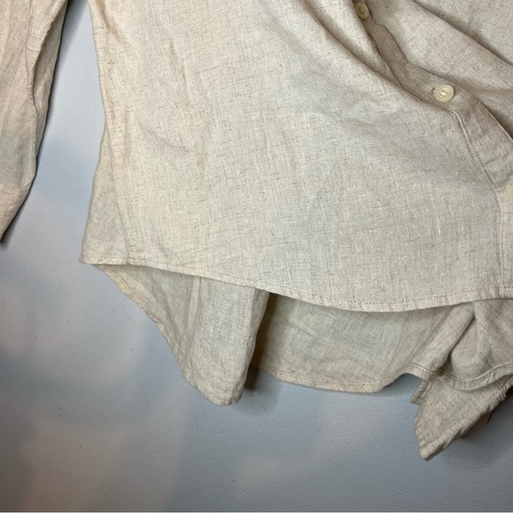 Falls Creek Linen Rayon Button Up Shirt Neutral Beige Sz L Minimalist Natural - Picture 5 of 10